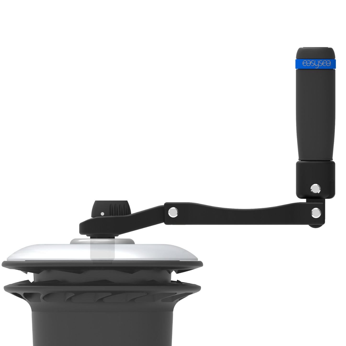 Flipper™ in the opened position, using a standard lever to ensure precise control during maneuvers. Functional design for efficient sailing