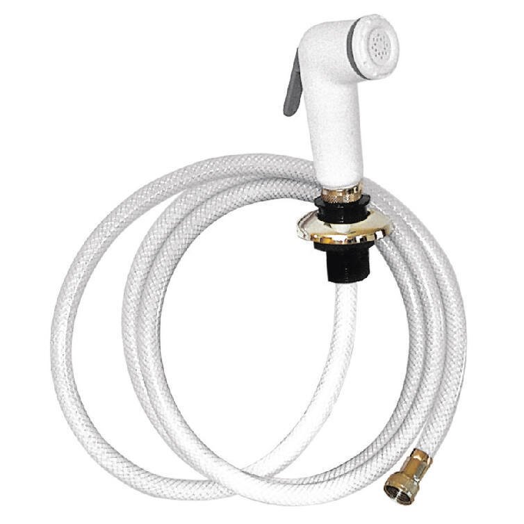 Plastimo White Shower Head with Hose and Holder with Flange - 6.5 ft Hose
